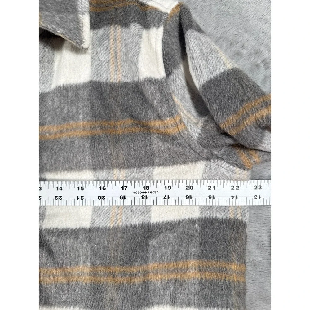 [BLANKNYC] Mens Plaid Snap Down‎ Shirt Jacket Shacket Coat Gray White Size M